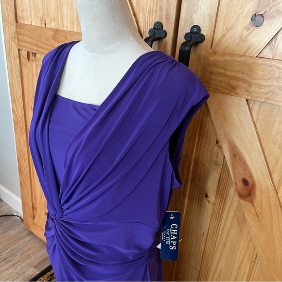 Chaps Purple Ruched Sheath Midi Dress - Picture 6 of 10
